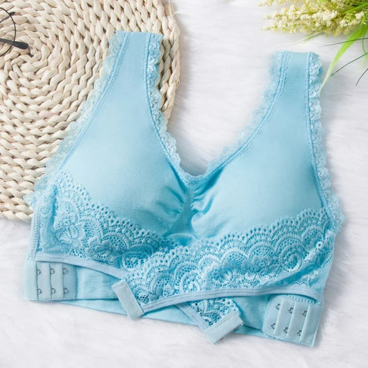 Women’s Front Cross Strap Push-Up Bra with Side Button Closure – Everyday Comfort Bralette