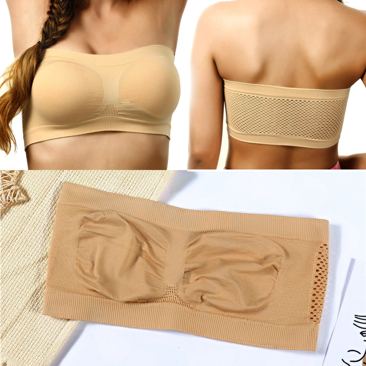 Pack of 3 Strapless Bra for Ladies and Girls (Color may vary depending on Stock)