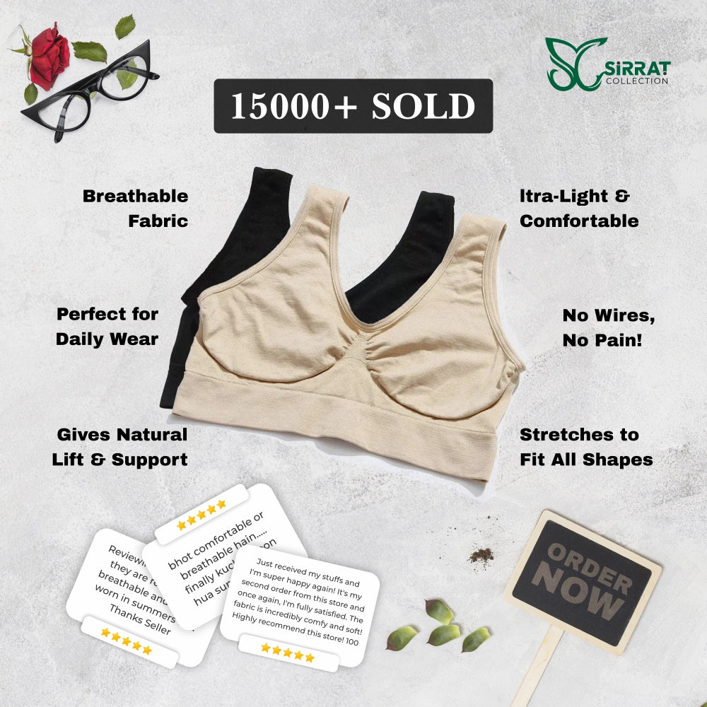 Comfort Fit Air Bras – Pack of 2 (Skin + Black)