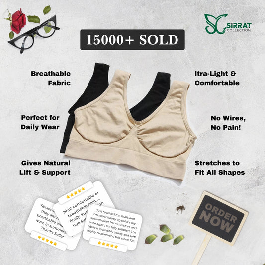 Comfort Fit Air Bras – Pack of 2 (Skin + Black)