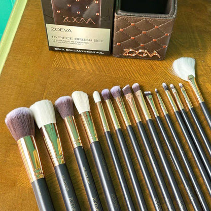 ZOEVA 15 Piece Professional Makeup Brush Set with Luxury Holder