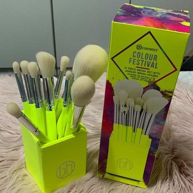 Pack of 12 BH Cosmetics Colour Festival Brush Set & Holder