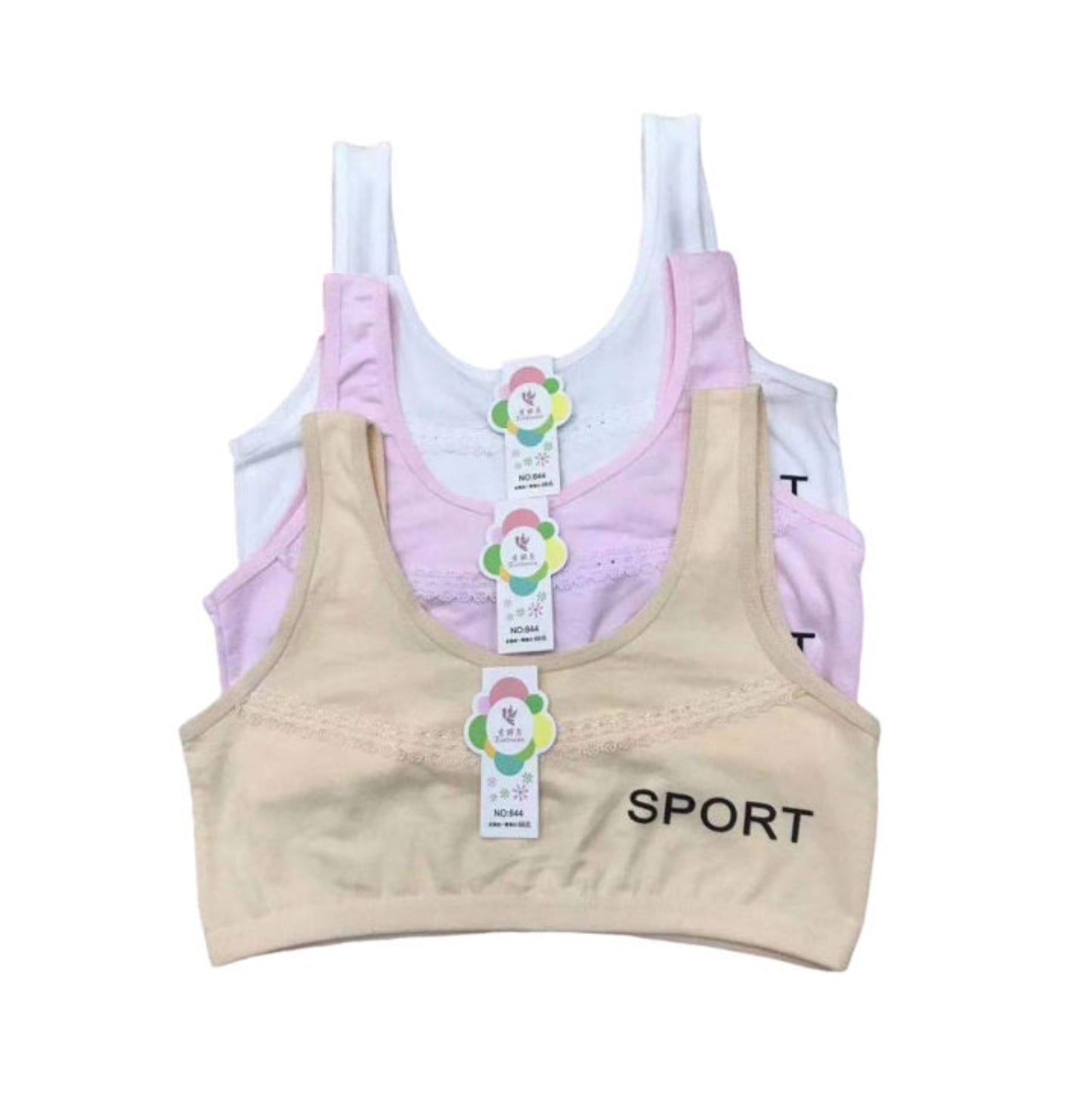Pack of 3 Teenager Training Bras for Girls Soft Cotton, Breathable, and Comfortable Puberty Bras, Free Size, Stylish, and Durable