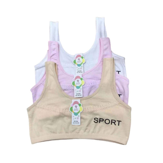 Pack of 3 Teenager Training Bras for Girls Soft Cotton, Breathable, and Comfortable Puberty Bras, Free Size, Stylish, and Durable