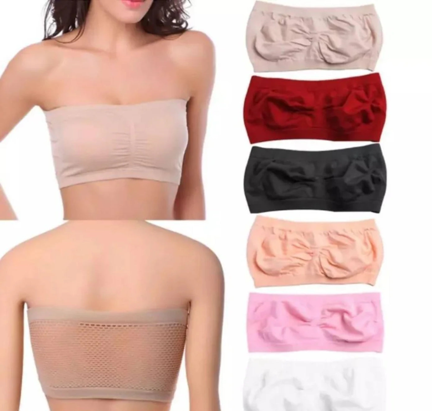 Pack of 3 Strapless Bra for Ladies and Girls (Color may vary depending on Stock)
