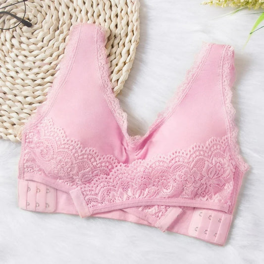 Women’s Front Cross Strap Push-Up Bra with Side Button Closure – Everyday Comfort Bralette