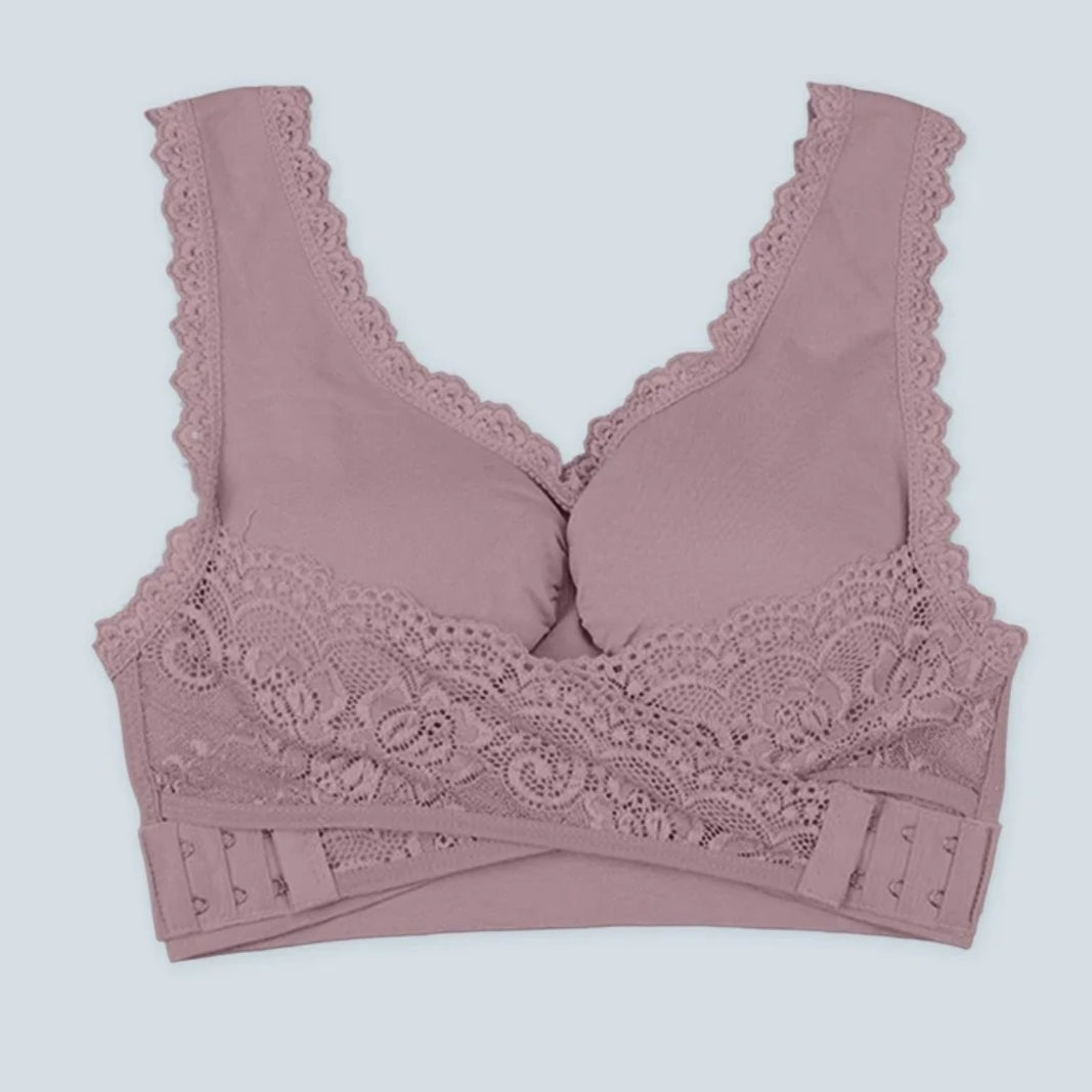 Women’s Front Cross Strap Push-Up Bra with Side Button Closure – Everyday Comfort Bralette