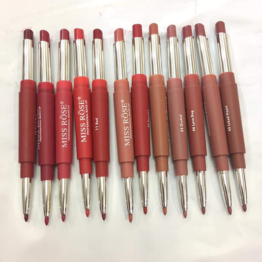Pack of 6 Miss Rose Lipliner + Lipstick | 2 in 1 | High Pigment