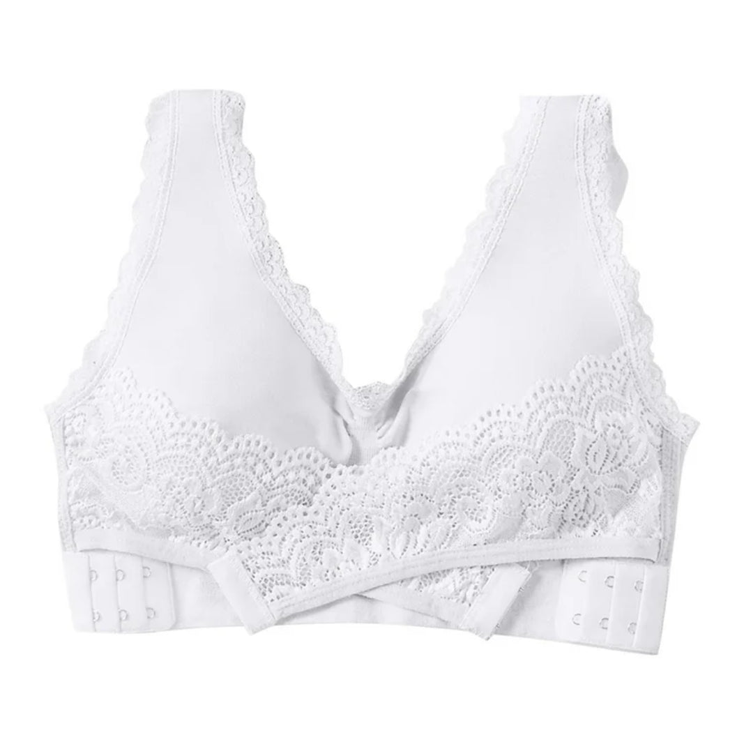 Women’s Front Cross Strap Push-Up Bra with Side Button Closure – Everyday Comfort Bralette