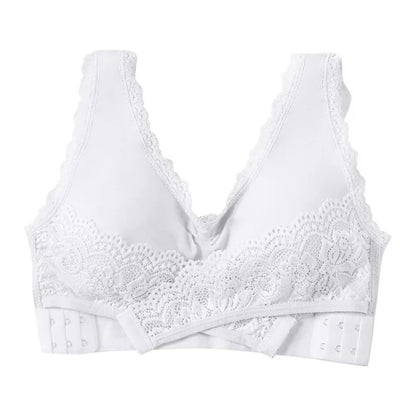 Women’s Front Cross Strap Push-Up Bra with Side Button Closure – Everyday Comfort Bralette
