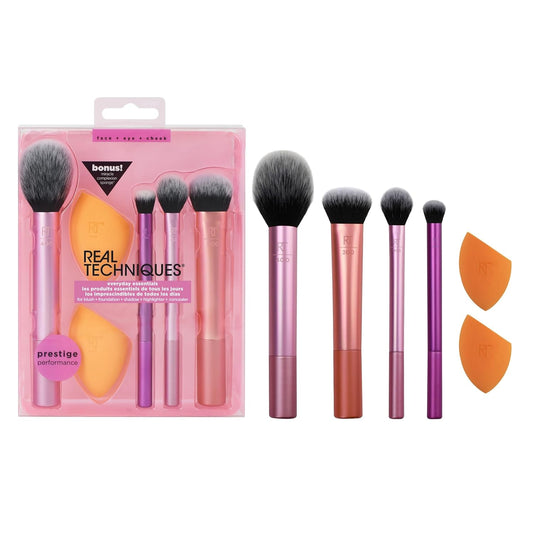 6-Piece Real Techniques Brush & Sponge Set – Your Complete Solution for Base, Blush & Eye Makeup