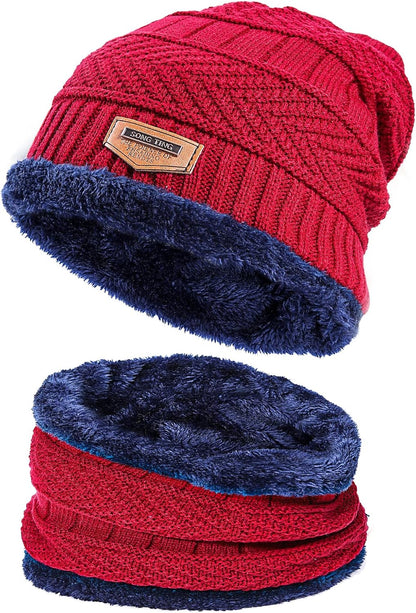 Winter Knitted Cap & Neck Warmer Set – Wool Beanie for Ultimate Warmth Unisex