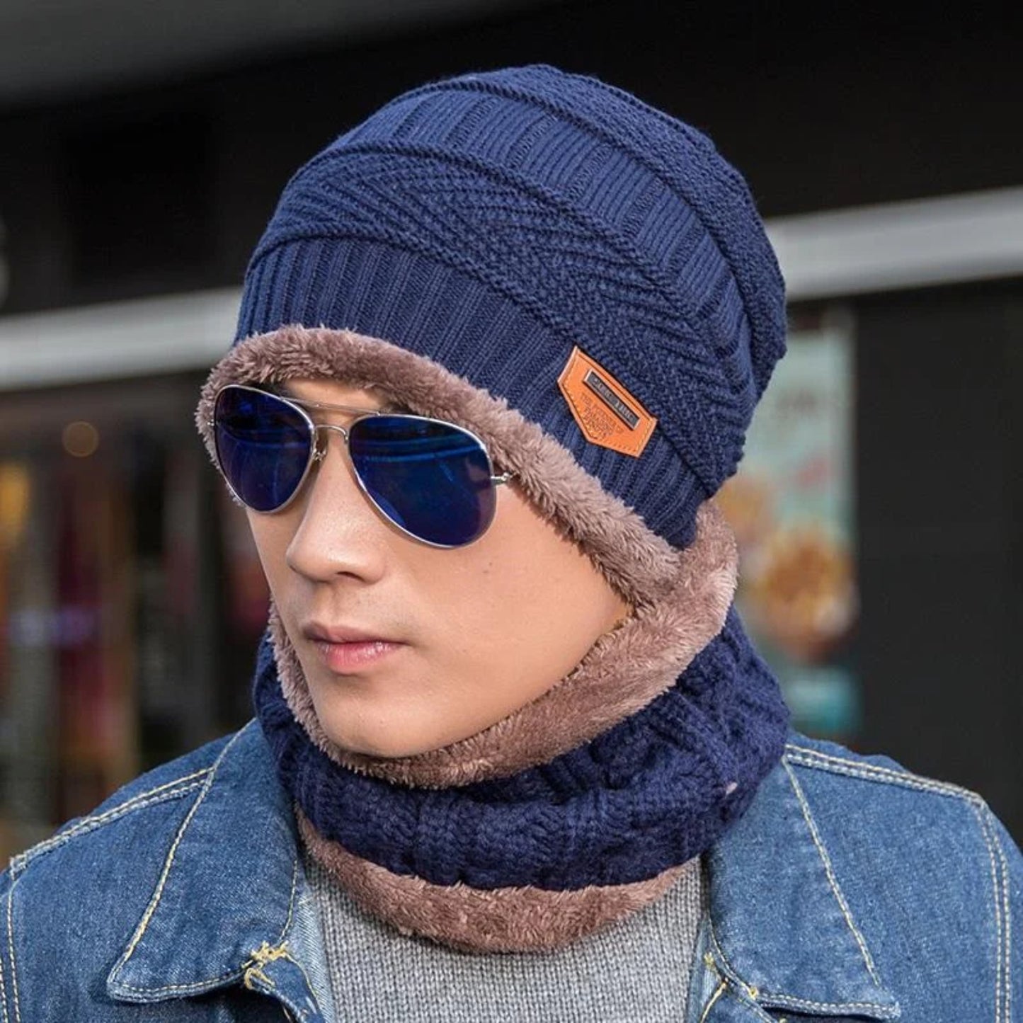 Winter Knitted Cap & Neck Warmer Set – Wool Beanie for Ultimate Warmth Unisex