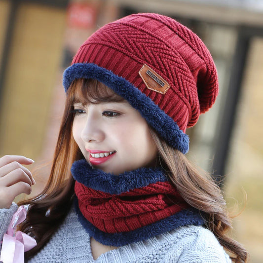 Winter Knitted Cap & Neck Warmer Set – Wool Beanie for Ultimate Warmth Unisex