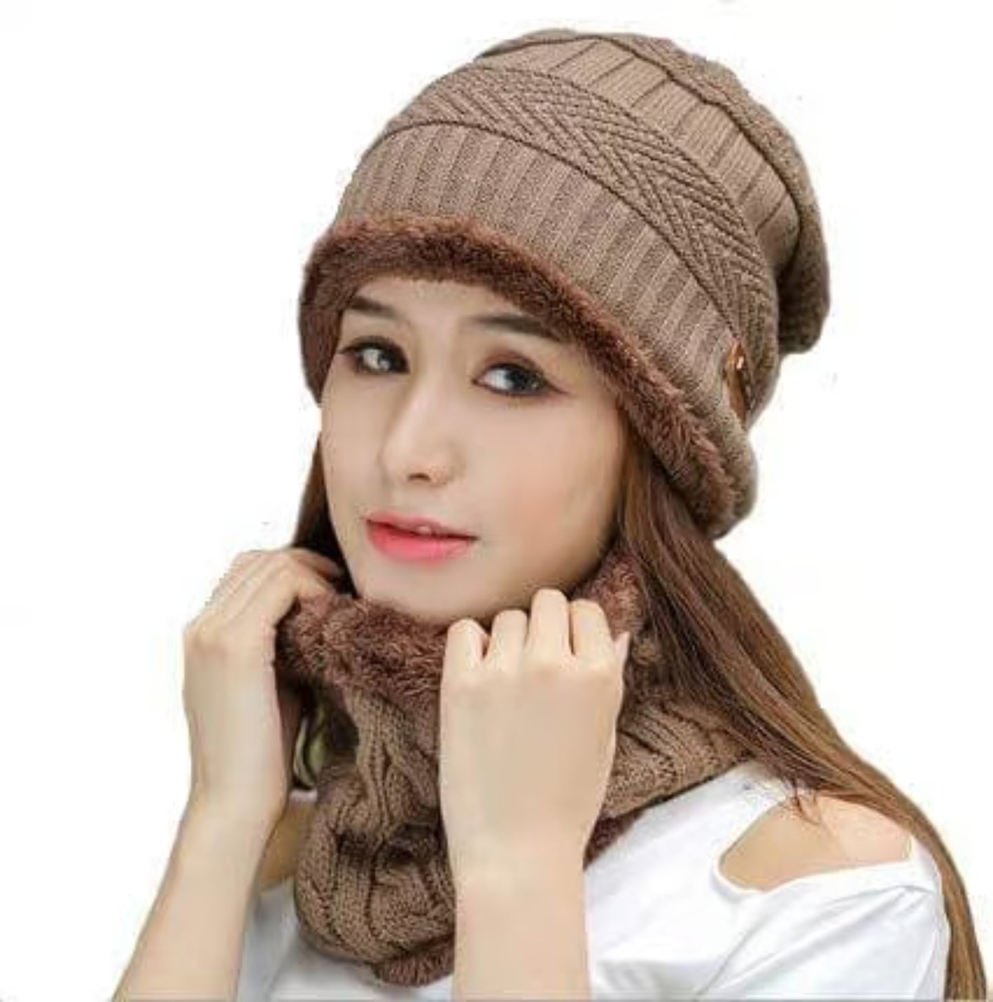 Winter Knitted Cap & Neck Warmer Set – Wool Beanie for Ultimate Warmth Unisex