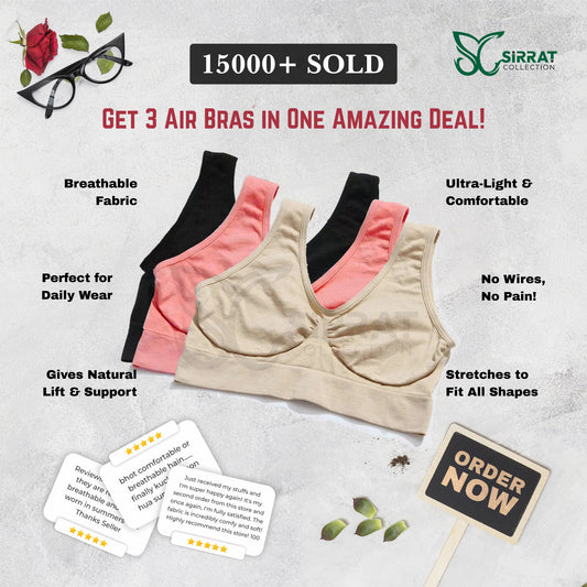 Pack of 3 Air Bra for Ladies & Girls