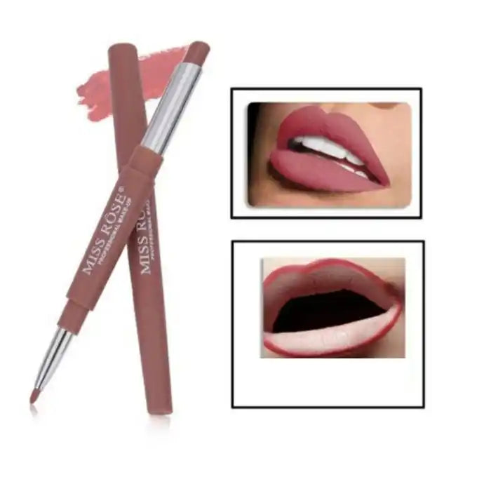Pack of 6 Miss Rose Lipliner + Lipstick | 2 in 1 | High Pigment